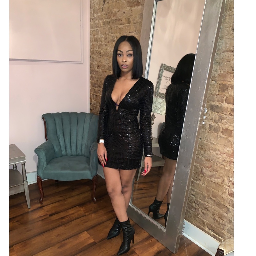 Black sequence dress